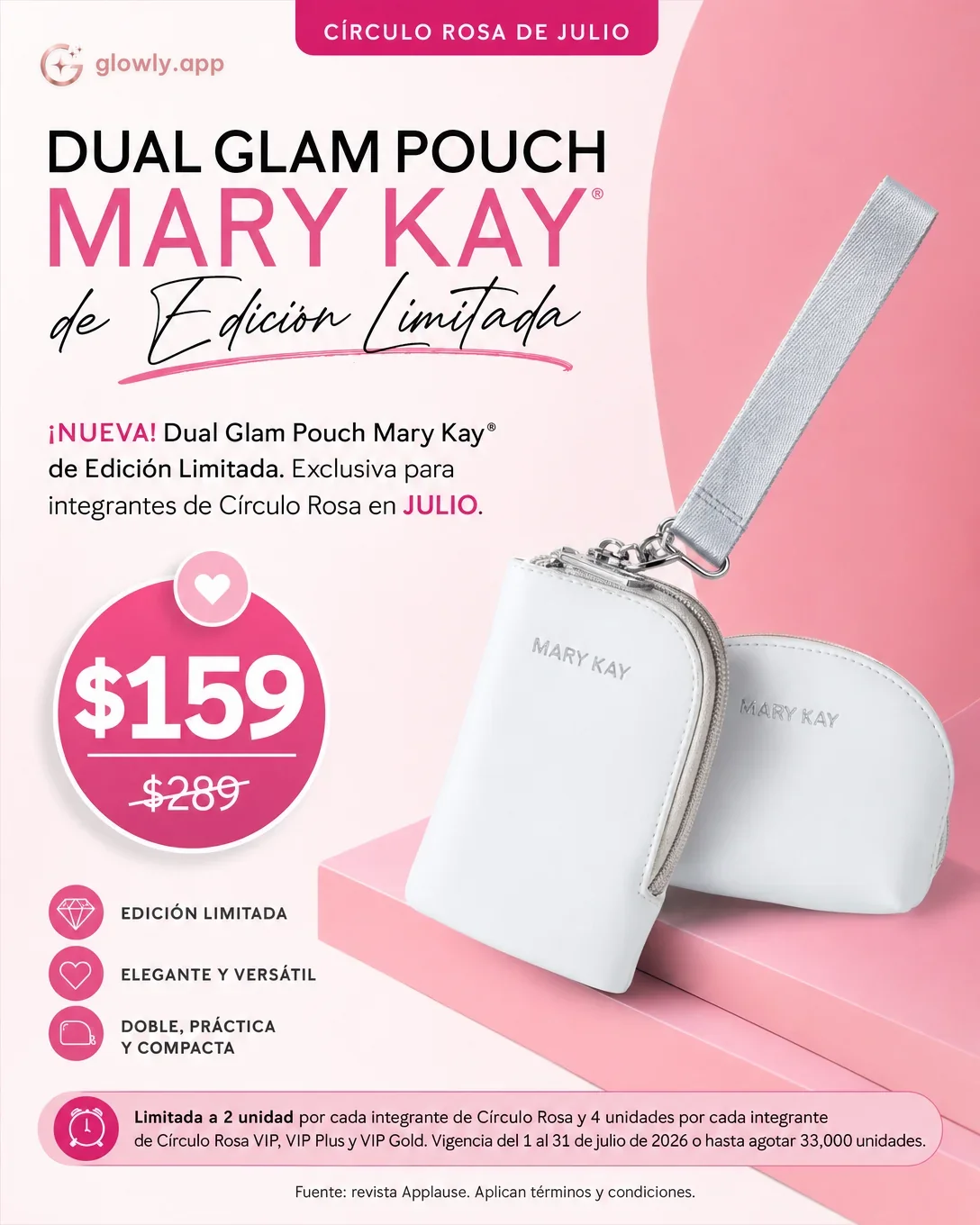 Dual Glam Pouch Mary Kay de Edición Limitada